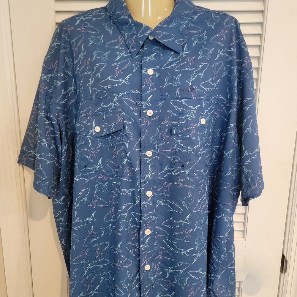 Men’s Izod Saltwater Performance Vented Fishing Outdoors Summer Dad Shirt 2XB